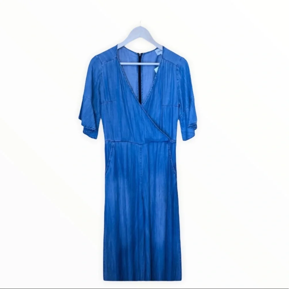 NWT 4our Dreamers Denim Cropped Wide Leg Jumpsuit